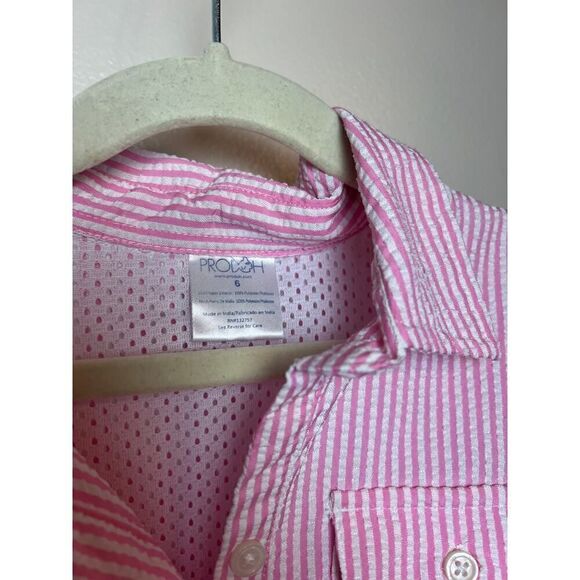 PRODAH Pink Seersucker Coverup Dress Girl's Sz. 6 - Picture 4 of 5